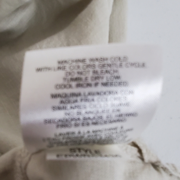 Ellen Tracy LINEN Zip Front Shirt Size 1X Pockets Roll Tab Sleeves Coastal Top - Picture 11 of 13